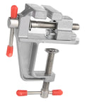 Mini Bench Vise for Jewelry Making and DIY Repairs, metal clamp with 36mm opening, ideal for ornamental toolwork, side view.