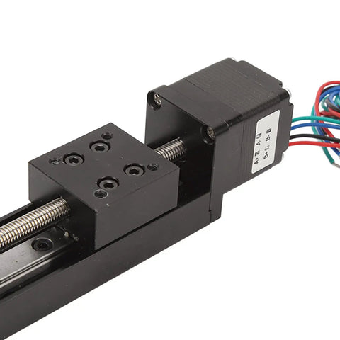 Rock Solid Mini Linear Rail Slide Actuator Featuring 50mm Stroke Premium Alloy Stepper Motion Stage Paired With Single Lead Screw Rod close-up view