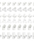 48 Piece 1/2 Inch PVC Pipe Fittings Elbow Set With 3 Way, 4 Way, 45 Degree And 90 Degree Elbows, Tee And Corner Connectors
