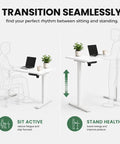 Built Like A Tank 55 Inch White Electric Standing Desk With Height Adjustable Reinforced Frame And Smart Memory Buttons for easy sit-stand transition.