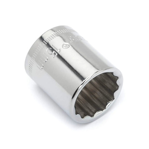 Three Eighths Inch Drive 12 Point Standard Metric Socket 15mm Built Tough With Chrome Vanadium Steel Nickel Chrome Plating