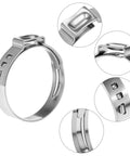 116 Pcs 304 Stainless Steel Ear Hose Clamp Assortment Kit With Pincer 6 Mm To 28.6 Mm Single Ear Stepless Crimp Clamps