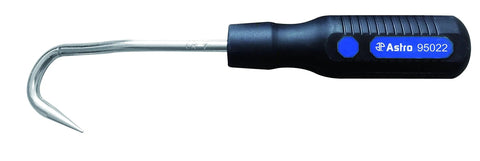 Astro hose removal hook set, side view; curved metal hook with blue-accent black handle, 2-piece