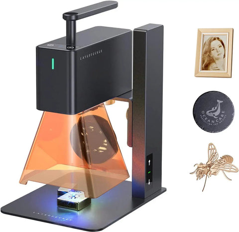 Dope 60W Galvo Laser Engraver Cutter, handheld portable engraving machine with 0.05mm spot, ideal for wood, leather, and paper.