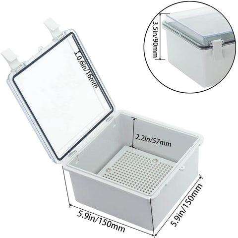 Built Tough IP67 Waterproof ABS Junction Box With Hinged Clear Cover Two NPT Half Inch Cable Glands Electrical Enclosure
