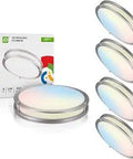 16 Inch Round Flush Mount Ceiling Light Fixture 3CCT Dimmable Energy Star ETL Nickel Finish Low Profile Double Ring Lamp 24W 1854 Lumens