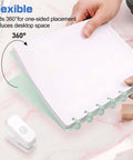Mini Mushroom Hole Punch 1 Hole Puncher Handheld Paper Punch for Booklets and Crafts shown on pink marble desk with ringed paper