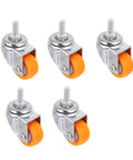 Heavy Duty Swivel Caster Wheels With Threaded Stem Nylon Rollers For Chairs Tables Furniture Smooth As Butter Legit Gear Upgrade Includes American M6 M8 M10 Sizes Hardworking Build Quick Swap - five orange nylon roller wheels with metal stems