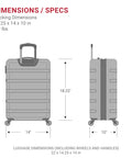 SwissGear 7366 hardside carry-on luggage with spinner wheels, black; front and side views.