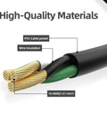 Close-up of 16 AWG waterproof indoor outdoor extension cord showing PVC cable jacket and wire insulation