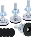 Leveling Feet For Furniture Set Of 12 Adjustable Table Leg Glide Pads With T Nut For Rugged No Wobble Tables Chairs Cabinets And More Easy Height Adjustment For Uneven Floors And Floor Scratch Prevention, metal adjustable foot with T-nut and felt pads