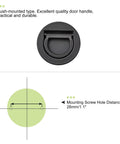 Flush Pull Ring Handle 40x10mm Black Zinc Alloy with 28mm mounting distance, front view showing flush-mounted design, minimalist hardware