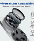 CPL Phone Camera Filter Kit With Quick Mount Polarizer for Mobile Photography shown with magnetic mount on smartphone lens