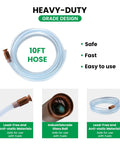 Straight Shooter Gas Siphon Hose Pump With Self Priming Syphon Tube For Fuel Water Diesel Transfer, 10 Foot Heavy Duty PVC hose with brass intake.