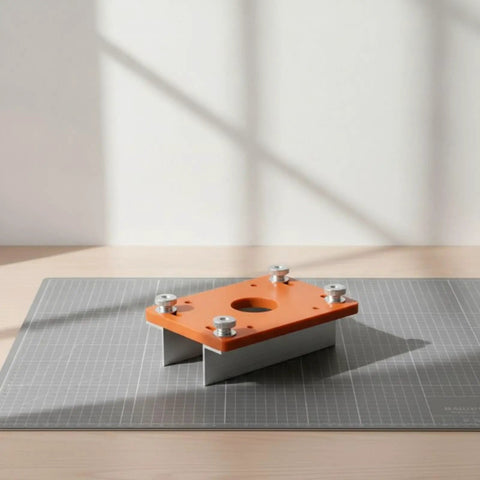 Precision Slotting Router Guide Jig Template Featuring Adjustable Clamping Block And Heavy Duty Metal Plate for secure routing setup.