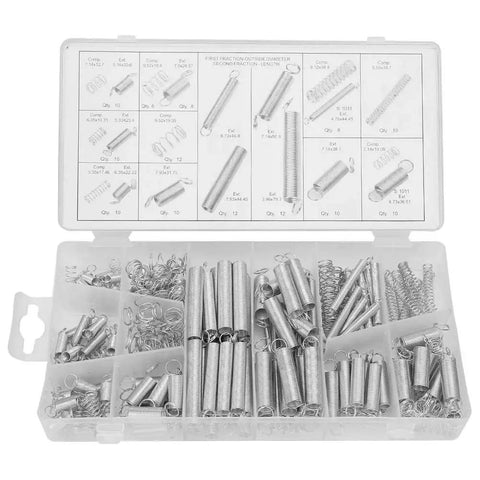 Heavy Duty 200 Piece Extension Spring Kit Assortment Set With Compression And Tension Springs For Home Repair, Appliances, Garage Projects And DIY Fixes That Actually Save Some Serious Time And Money. 200-piece galvanized steel spring kit in organizer case