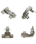Heavy Duty Inset Blind Corner Hinges 95 Degree Opening 35 Mm Round Cup Steel Concealed Furniture Clips Pack Of Eight, shown from multiple angles.