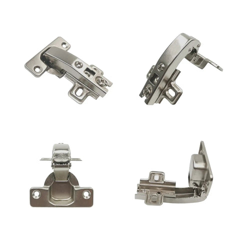 Heavy Duty Inset Blind Corner Hinges 95 Degree Opening 35 Mm Round Cup Steel Concealed Furniture Clips Pack Of Eight, shown from multiple angles.