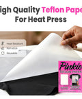 Person holding a sheet of Go To Nonstick Teflon Paper For Heat Press Pro Grade Ten Sheets Eight Point Five By Eleven Inches
