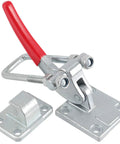 Rock Solid Heavy Duty U Hook Latch Clamp 2 Pack Delivers Knockout 7716 Lb Grip Power Built Tough From Cast Alloy Steel With Adjustable Pull Action Handle And Comfy Rubberized Lever, showing clamp and base.