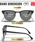 RB3016 Square Shape Non-Polarized Sunglasses For Men And Women With Dark Grey Lenses Dope Everyday Wear dimensions diagram
