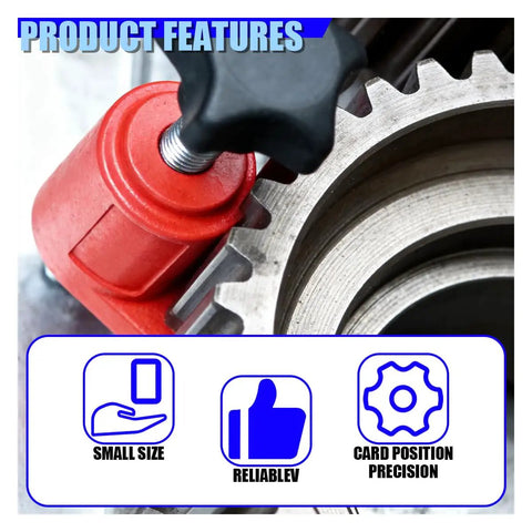 Close-up of the Professional Nine Piece Universal Dual Camshaft Locking Kit With Tight No Fuss Engine Timing Sprocket Alignment Bars.