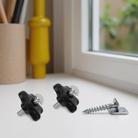 Super Cool DIYEAH 2 Pack Lawn Mower Handle Knob Screw Bolt Replacement Kit With Perfect Fit Durable Plastic And Metal Parts For Quick Install And Easy Removal To Keep Your Outdoor Mowing Smooth And Safe. black plastic and metal mower handle knobs with screws on white table