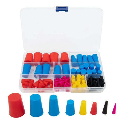 Hot Shot Silicone Rubber Tapered Plugs 105Pcs High Temp Masking Kit For Powder Coating Auto Body Work Durable Cone Assortment Tools case