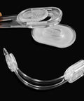 Two Pack Clear Reptile Terrarium Slider Lock Featuring Heavy Duty Adhesive Mount No Drill Needed For Bearded Dragon Cages And Cabinet Latches, transparent plastic design.