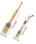 Two Pack Wood Handle Stain Brush With Oval Synthetic Bristles For Walls, Furniture And Deck Stain, Easy Grip Wood Brush Set