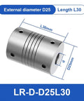 Top Notch Aluminum Flexible Shaft Coupler With Elastic Winding Design For Motor Connector Clamping Type Adjustable In 8 9 10 11 12 Mm Sizes Durable Custom Fit 11 Mm By 12 Mm Great Vibe, showing D25 size and L30 length.
