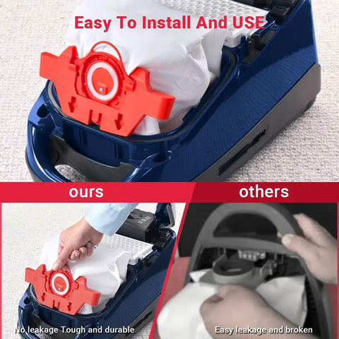 Miele Type FJM AirClean 3D Efficiency Canister Vacuum Bags installation in C1 C2 S Series showing easy and durable fit