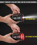 Two Pack Rechargeable Camping Lanterns With Dual Power Source showing 200 lumens COB spotlight and red SOS strobe mode