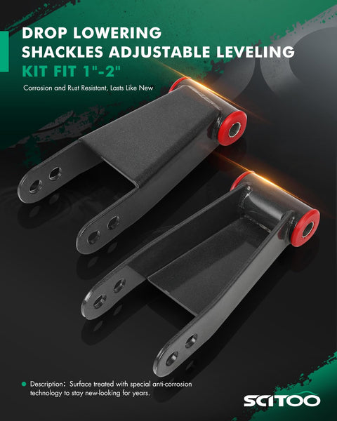 Drop Lowering Shackles Adjustable Leveling Kit 1 To 2 Inch For Ford F150 2015 To 2022, corrosion-resistant finish