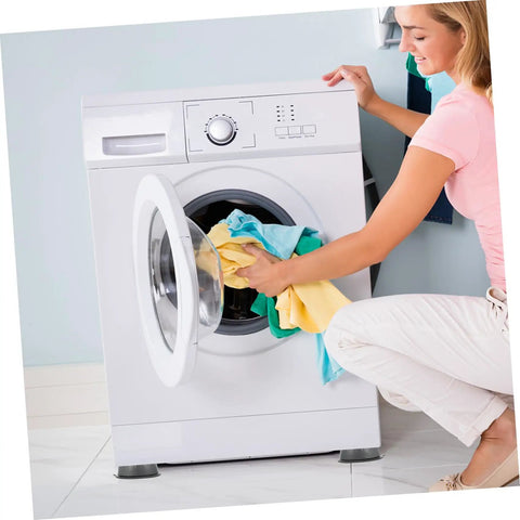 8 Pack Slip Shockproof Foot Pads For Washing Machines And Refrigerators Heightening Stabilizer Mats in use under washing machine