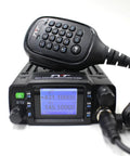 Mini 25 Watt Dual Band Mobile Radio Station With IP67 Waterproof Rating VHF UHF Transceiver showing large display and mic