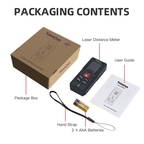 Laser Distance Measurer With 80m Range, 262 Ft Pro Grade Digital Tape Measure For Room Layout, DIY, Construction And Indoor Projects, High Precision 2 Mm Accuracy, Easy Unit Switching Between Meters, Inches, And Feet. Package contents: meter, box, guide, strap, batteries