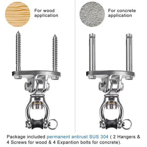 Silent Bearing Swivel Swing Hangers Stainless Steel Ceiling Mount Bracket for wood and concrete application