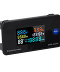 Open Transformer AC Multimeter Digital Energy Meter KWSAC300-100A with 360 Degree Color LCD, black casing, front view