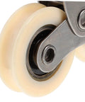 Close-up of 2 Pack Heavy Duty Aluminum Sliding Door Rollers With Stainless Steel Wheels For Windows Patio Doors Closets And Cabinets Replacement Pulley For Wardrobe Tracks Easy Glide And Smooth Operation On Sliding Doors.