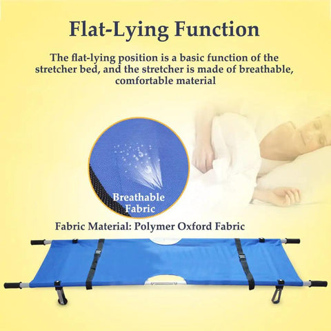 Heavy Duty Aluminum Folding Stretcher For Outdoor Rescue with breathable Oxford fabric and flat-lying function.