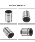 Linear Motion Bearing LME8UU To LME50UU Sliding Bearings 1, 2, Or 4 Pack For CNC Machines And 3D Printers, Smooth Low Friction Precision Guide Rails, Easy Install And Durable Performance., silver linear ball bearing shown in four angles