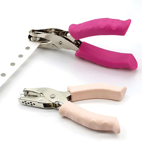 Two Size Hole Punch Set With One Quarter Inch And One Eighth Inch Holes, 2 Pack Craft Punchers With Soft Silicone Grip Handles