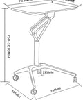 Dimensions of Solid As A Rock Adjustable Lectern And Podium Stand, with measurements for easy assembly and portability.