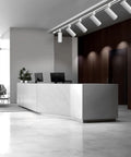 Arcfox 15W 4000K LED H Type Track Lighting Heads Dimmable installed in modern office space above white reception desk