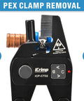 Pex Crimp Fitting Removal Tool For Removing One Half Inch Three Quarter Inch And One Inch Copper Crimp Rings And Stainless Steel Cinch Clamps ICP CT02 Compatible For Pex Plumbing Projects in close-up view showing tool mechanisms.