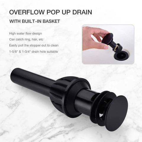 Matte Black And Brushed Gold 2-Handle 8-Inch Widespread Bathroom Faucet Overflow Drain, Built-In Pop Up Stopper detail image