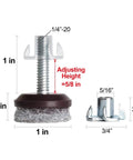 No More Wobbly Tables And Chairs With Adjustable Furniture Levelers Featuring High Density Felt Pads, 1/4-20 Threaded Shank T Nuts
