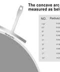 Pro Grade Guitar Luthier Tools Kit With 10 Pcs Of Stainless Steel Setup Tools radius gauge showing concave arc measurement details