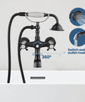 Wall Mount Bathtub Faucet With Telephone Handheld Sprayer, Dual Hot And Cold Mixer, Victorian Style Tub Filler in Bronze